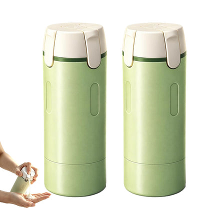 4 in 1 Travel Dispenser, Travel Bottles for Toiletries, No Squeeze Press Dispenser 30ML Leak Proof Travel Containers, Portable Refillable Shampoo Lotion Conditioner Bottles with Labels(1Green)